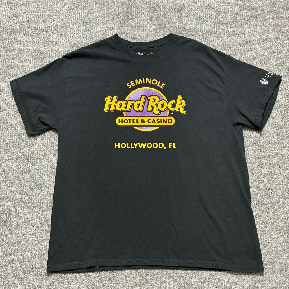 Hard Rock Hotel & Casino Seminole Mens T-Shirt Size XL Black Cotton Short Sleeve